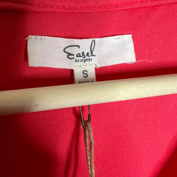 NEW Easel Babydoll Dress SMALL Empire Waist Lace V-Neck Bell Sleeve Mini Swing - Picture 6 of 10